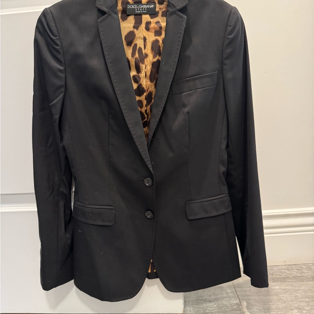 Dolce & Gabbana Black Blazer with Leopard Lining